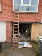 Houten verstelbare ladder, Doe-het-zelf en Verbouw, Ladders en Trappen, Ophalen, 4 meter of meer