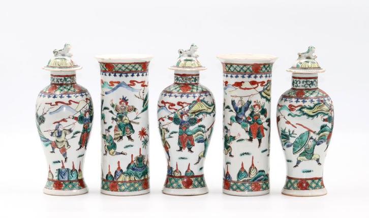 Chinees porselein | kaststel 19e eeuw 5 st., Antiek en Kunst, Kunst | Niet-Westerse kunst, Ophalen of Verzenden