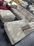 Zandkleurige ribstof hoekbank – zacht & stijlvol design, Ophalen of Verzenden, Rechthoekig, 125 cm of meer, 125 cm of meer