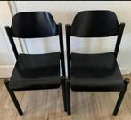 2 vintage design Zwarte beukenhouten stoelen, Ophalen, Twee, Zwart, Zo goed als nieuw