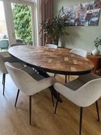 Visgraat eettafel ovaal, Huis en Inrichting, Ophalen, Gebruikt, 100 tot 150 cm, 200 cm of meer