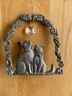 Brocante vintage tinnen Seagull suncatcher 2 katten poezen, Ophalen of Verzenden