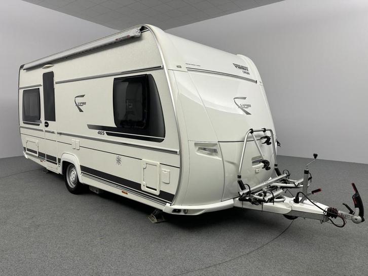 Fendt Saphir 465 SFB Mover Voortent INCL. STALLING, Caravans en Kamperen, Caravans, Bedrijf, tot en met 4, Rondzit, Fendt, Lengtebed