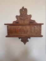 Antieke Houten Wanddoos met Snijwerk Decoratie Wandkastje, Ophalen of Verzenden