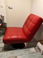 Prachtige Retro fauteuil, rood met draaivoet, Huis en Inrichting, Fauteuils, Ophalen, 75 tot 100 cm, Zo goed als nieuw, Metaal