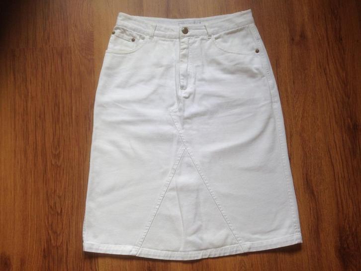Sao Paulo: z.g.a.n. wit katoenen jeans rokje maat S, Kleding | Dames, Rokken, Gedragen, Maat 36 (S), Wit, Knielengte, Verzenden
