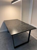 MOOS Hein Eettafel - 160 x 90 cm - Zwart marmer look tafel, 150 tot 200 cm, Rechthoekig, Vier personen, Zo goed als nieuw