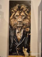 Stijlvol Schilderij Gentlemen Lion - Hoogglans Zwart 40x100c, Helene Livingstyle, Helenelivingstyle@gmail.com, 7531TJ, Nieuw