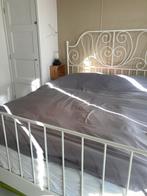Ikea leirvik metalen bedframe + lattenbodem 160 x 200 cm, Ophalen, 90 cm, Eenpersoons, Wit
