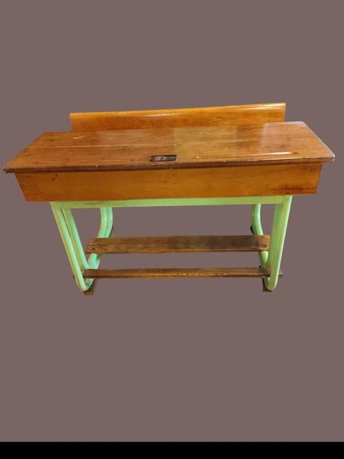 Vintage Schoolbankje, Kinderen en Baby's, Kinderkamer | Tafels en Stoelen, Gebruikt, Tafel(s) en Stoel(en), Ophalen