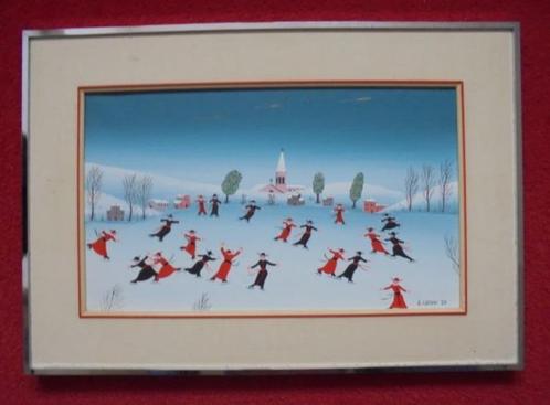 Giovanni Cariani.Italië.Schaatsen 1978.Naïve kunst., Antiek en Kunst, Kunst | Schilderijen | Klassiek, Ophalen