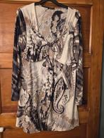 Mooie beige zwarte jurk met print van Monari maat 46, Monari, Ophalen of Verzenden, Zo goed als nieuw, Jurk