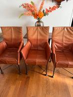 Montis Chaplin eetkamerstoelen van leer cognac kleur, Huis en Inrichting, Stoelen, Ophalen, Gebruikt, Bruin, Leer
