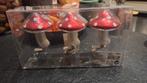 Glazen Paddenstoel Kerstballen - 3 stuks, Ophalen of Verzenden, Nieuw