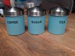 Thee Koffie Suiker bussen blauw emaille  nieuw, Ophalen of Verzenden