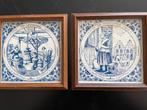 2 ingelijste tegeltjes melkvrouwtje+botermakerij, Antiek en Kunst, Antiek | Wandborden en Tegels, Ophalen of Verzenden