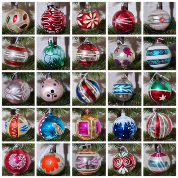 Oude vintage gedecoreerde kerstballen beschikbaar voor biedingen