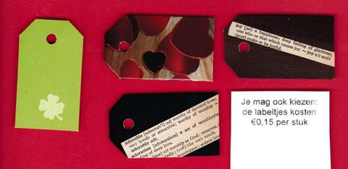 0290) lief, liefde, vriendschap, geluk, blij; labeltjes, Hobby en Vrije tijd, Feestartikelen, Zo goed als nieuw, Versiering, Ophalen of Verzenden