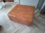Cognac piloot lederen poef 86x80x45, Huis en Inrichting, Banken | Voetenbanken en Poefen, Ophalen, Zo goed als nieuw, Rond, Minder dan 50 cm