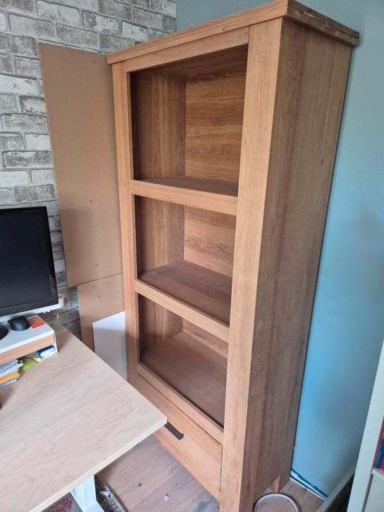 Strakke eiken boekenkast, Huis en Inrichting, Kasten | Boekenkasten, Zo goed als nieuw, 50 tot 100 cm, 150 tot 200 cm, 25 tot 50 cm