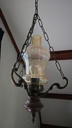 Vintage Hanglamp met Glazen Kap, Ophalen of Verzenden