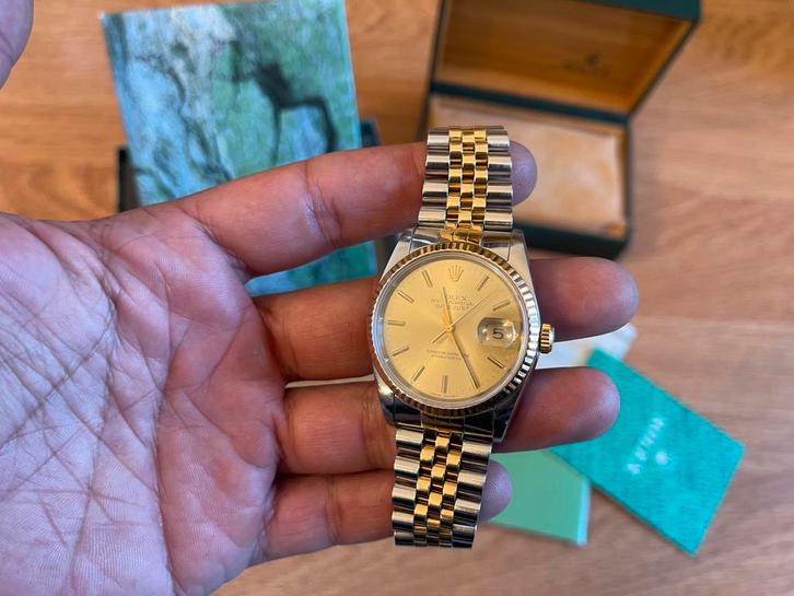 Rolex Datejust 1991 met papieren & doos, Sieraden, Tassen en Uiterlijk, Horloges | Heren, Zo goed als nieuw, Rolex, Goud, Ophalen of Verzenden
