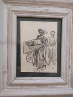 Houtskool tekening/schets, I. Israëls?, Antiek en Kunst, Kunst | Tekeningen en Foto's, Ophalen of Verzenden