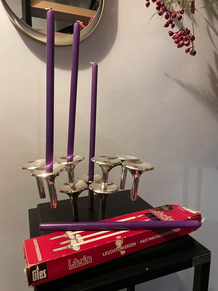 3 unieke STOFF Nagel kandelaars inclusief kaarsen, Huis en Inrichting, Woonaccessoires | Kandelaars en Kaarsen, Minder dan 25 cm