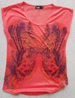 T-shirt neon oranje maat s vlinder tshirt butterfly shirt, Kleding | Dames, Verzenden, Oranje, Zo goed als nieuw, Korte mouw