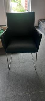 Zwarte lederen eetkamerstoelen., Huis en Inrichting, Stoelen, Ophalen, Zo goed als nieuw, Zwart