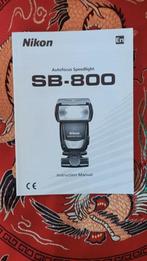 Nikon SB-800 Flash Flitser Instruction Handleiding English, Audio, Tv en Foto, Fotografie | Flitsers, Nieuw, Ophalen of Verzenden