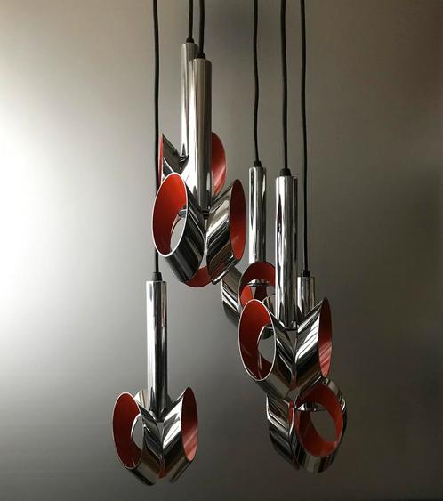Massive cascade 70s hanging lamp silence of the lamps, Huis en Inrichting, Lampen | Hanglampen, Gebruikt, 75 cm of meer, Metaal