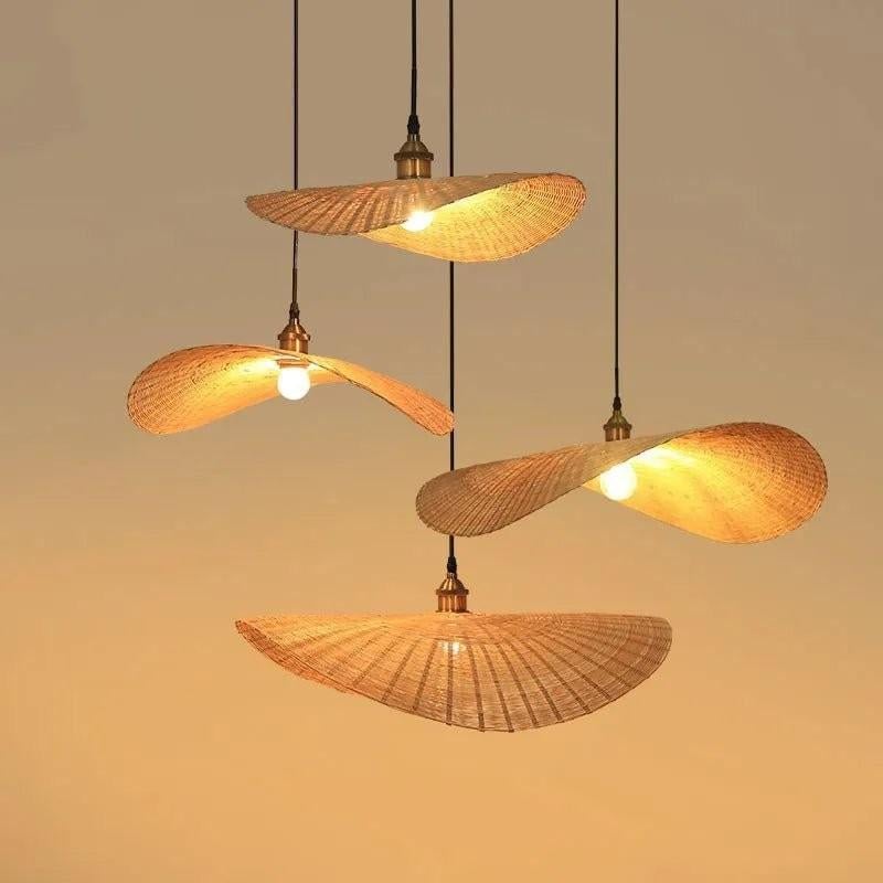 Aziatische Bamboe Hanglampen - 3 stuks, Aziatisch, Modern, Nieuw, Ophalen of Verzenden, Minder dan 50 cm