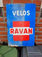 Emaille reclamebord Velos Ravan rijwielen Leuven België, Verzamelen, Ophalen of Verzenden, Gebruikt, Reclamebord