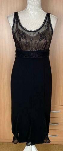 Gold jurk maat 36 [v], Kleding | Dames, Jurken, Zo goed als nieuw, Maat 36 (S), Zwart, Onder de knie, Ophalen of Verzenden