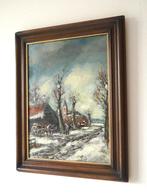 H.C. Kranenburg [1917-1997] "Boer met kar aan landweg", Antiek en Kunst, Kunst | Schilderijen | Klassiek, Ophalen of Verzenden