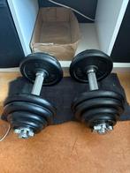 Tunturi verstelbare gietijzeren dumbbells – 15 kg per stuk, Sport en Fitness, Fitnessmaterialen, Ophalen, Zo goed als nieuw, Dumbbell