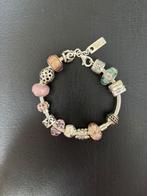 BIBA bedel armband 14 zilver roze bedels 19cm, Sieraden, Tassen en Uiterlijk, Armbanden, Ophalen of Verzenden, Zo goed als nieuw
