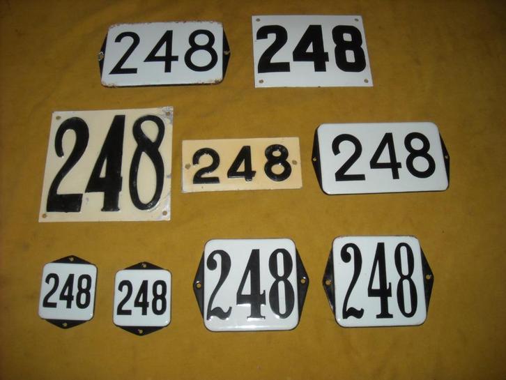 oud emaille huisnummer 248 ook 249 250 251 252 253 254 255 8, Antiek en Kunst, Antiek | Emaille, Ophalen of Verzenden