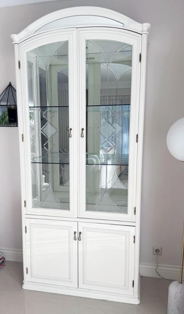 Kast (vitrine)  wit, italiaanse stijl / Regency / Artdeco, Huis en Inrichting, Kasten | Vitrinekasten, 150 tot 200 cm, 50 tot 100 cm