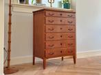 Vintage ladekast teak hout deens messing jaren 50/60/70, Huis en Inrichting, Kasten | Ladekasten, Ophalen, Gebruikt, 5 laden of meer