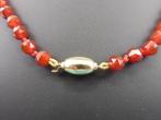 Carneolen collier met gouden slot                        D37, Sieraden, Tassen en Uiterlijk, Antieke sieraden, Ophalen of Verzenden