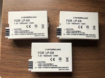 Krachtige LP-E8 Canon EOS batterij 1800mAh 13Wh Li-ion