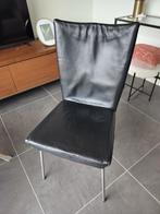 Zwarte leren eetkamerstoelen, Huis en Inrichting, Stoelen, Ophalen of Verzenden, Zo goed als nieuw, Zwart, Vier