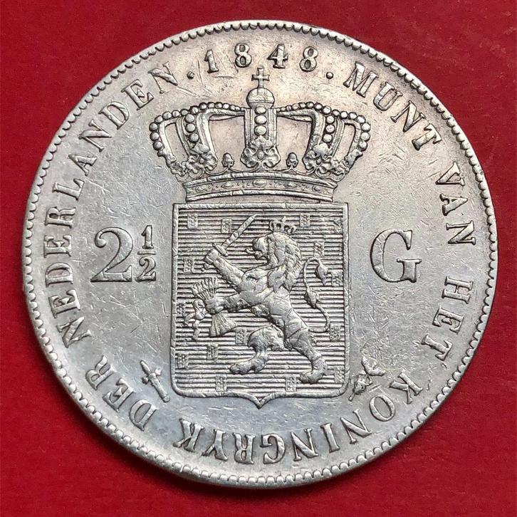 Rijksdaalder 1848. Zfr/ Pr., Postzegels en Munten, Munten | Nederland, 2½ gulden, Koning Willem II, Zilver, Verzenden