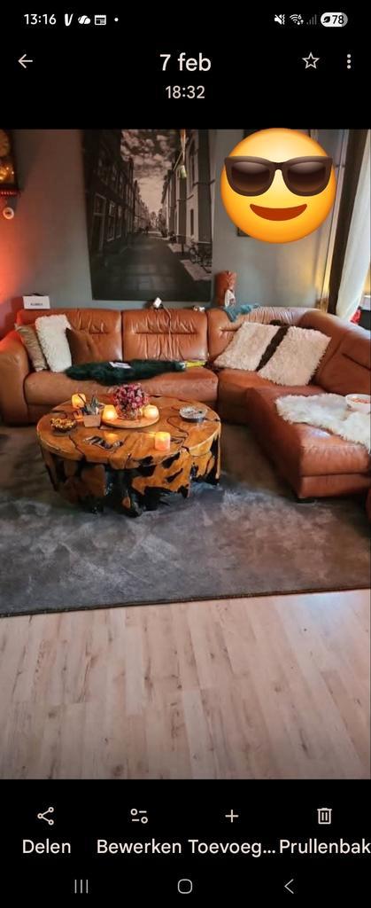 Leren Hoekbank - Gratis Af te Halen!, Huis en Inrichting, Banken | Bankstellen, Gebruikt, Hoekbank, Vierpersoons of meer, 300 cm of meer