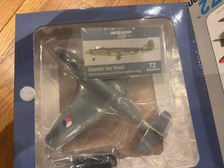 Aviation 72 Hawker Sea Hawk Soesterberg diecast schaalmodel, Hobby en Vrije tijd, Modelbouw | Vliegtuigen en Helikopters, Zo goed als nieuw
