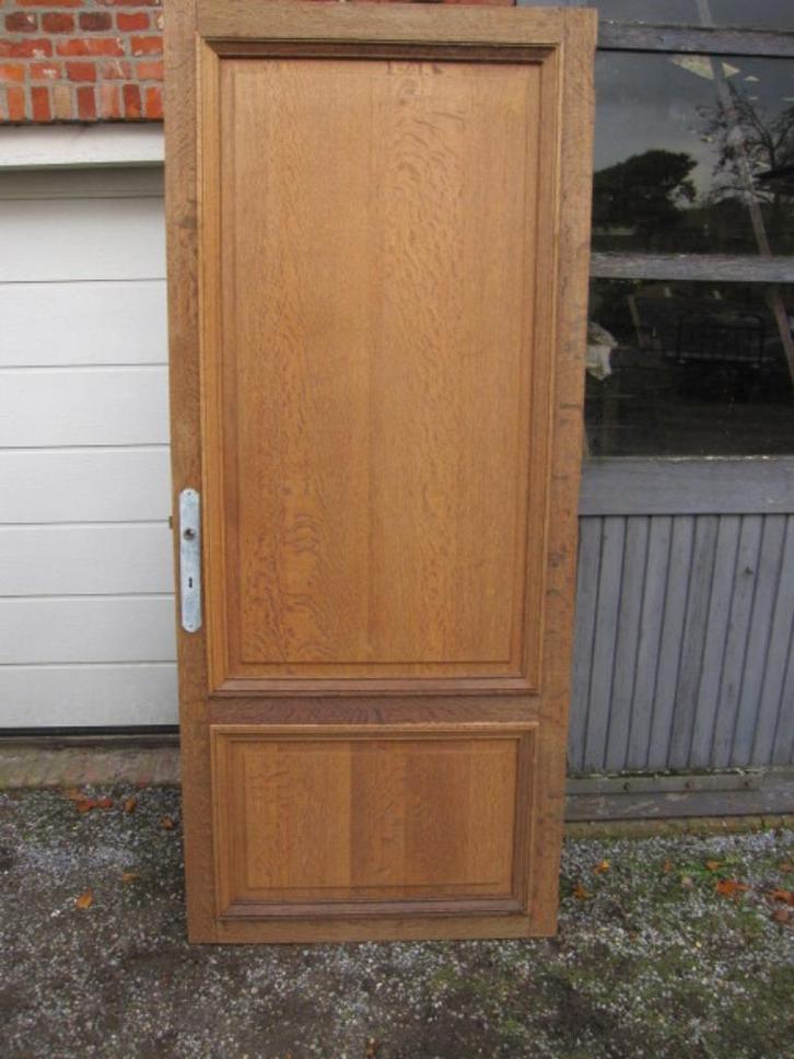 226hx96br Geloogd eiken paneeldeur, ook stoere schuifdeur, Antiek en Kunst, Antiek | Overige Antiek, Ophalen