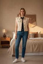 Mes Demoiselles spijker gilet vest creme- Stijlvol en uniek!, Kleding | Dames, Tops, Verzenden, Beige, Mes demoiselles, Gedragen