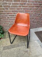 Vintage leren toel met Metalen Frame, Ophalen, Gebruikt, Bruin, Vintage